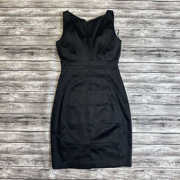 JAX Women's Sleeveless Mini Cocktail Dress Black 6 Sheer Satin Cutout High Neck - Picture 14 of 14